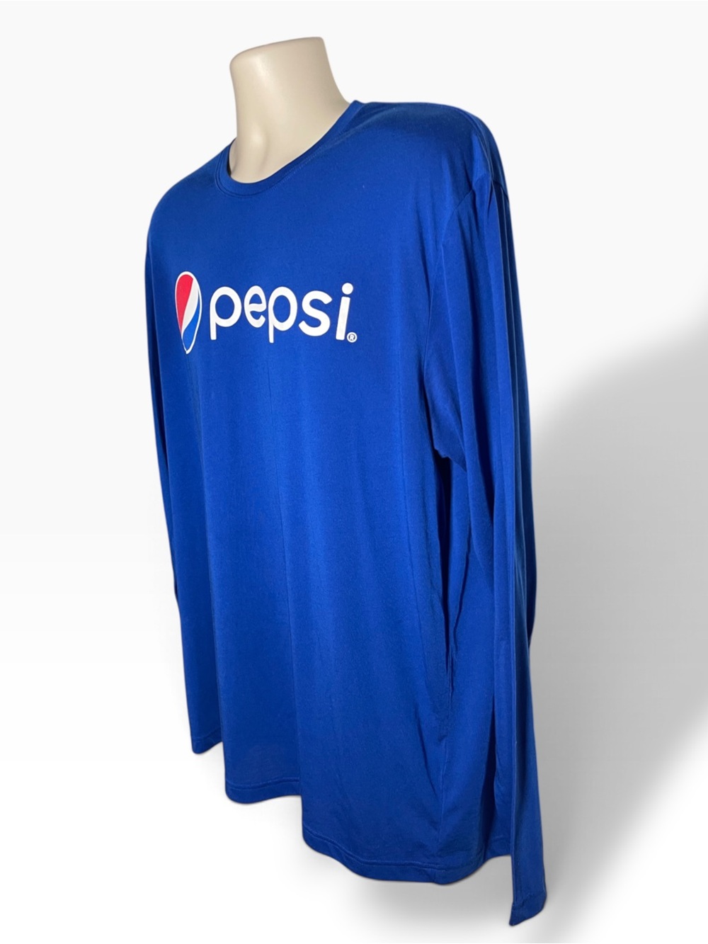 Pepsi Vintage Style Royal Blue Graphic Long Sleeve T-Shirt 2XL